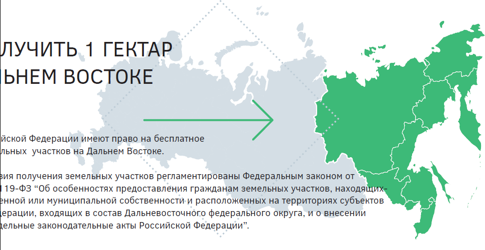 Дальневосточный гектар на карте России
